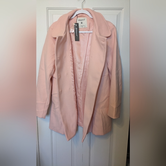 NWT Women's Allegra K - Peter Pan Collar Regular Fit -Double Breasted Trenchcoat - Picture 2 of 11